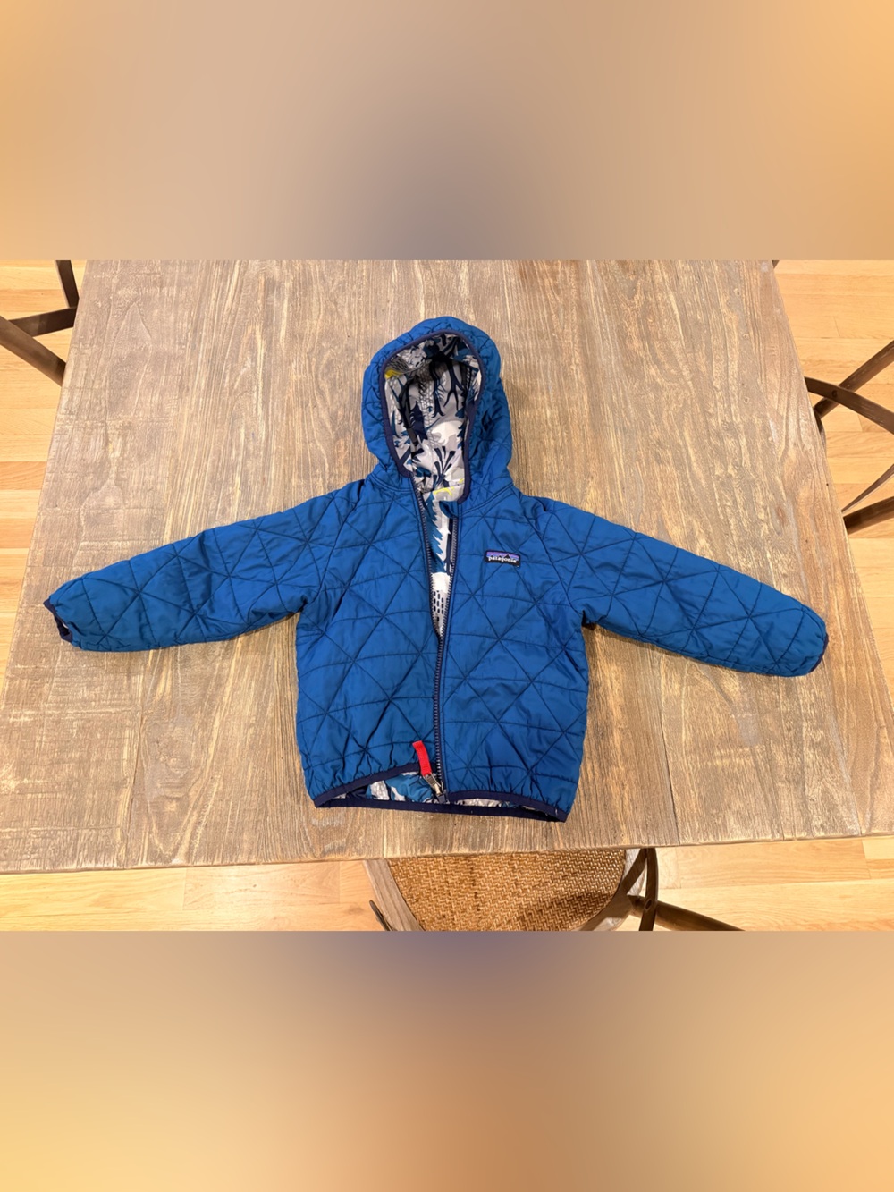 Patagonia Quilted Hooded Jacket with Patterned Lining
